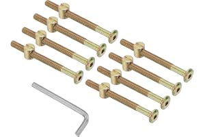 PATIKIL M6 x 75mm Bunk Bed Bolts, 8 Pack Hex Drive Socket Cap Barrel Screws Bolt Nuts Assortment Kit with 1Pcs Wrench for Furniture Bed, Zinc Color