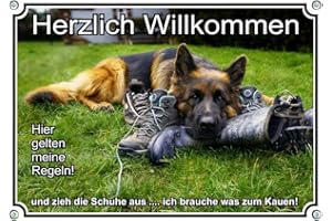 Petsigns Hundeschild Deutscher Schäferhund - hochwertiges Warnschild Willkommen lustig, DIN A5