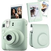 Instax mini 12 Fotoğraf Makinesi-10'lu Film-Mini Alb&uuml;m ve Deri Kılıf Seti (Yeşil)