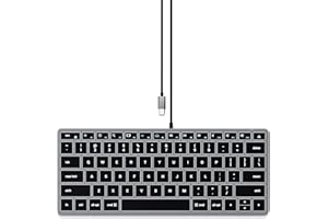 SATECHI Teclado con Cable Slim W1 Retroiluminado, QWERTY US, Teclado Iluminado USB C para MacBook, Portatil, PC, Ordenador y más – Gris Espacial