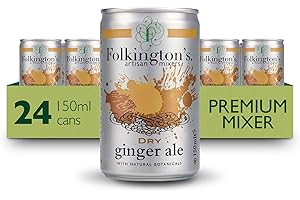 Folkington's Dry Ginger Ale, 24 Pack, Artisan Mixer with Natural Botanics, 3 x 8 Pack of 150 ml (24 Cans Total)