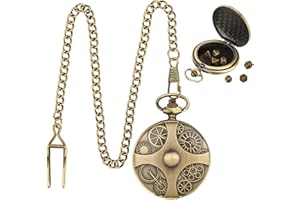 NXPWRC 1 Piece Dice Pocket Watch, Gear Engraved Pocket Watch, Pocket Watch Case With Chain, Vintage Pocket Watch Accessories, Pocket Watch Gift, Pocket Watch Dice Game
