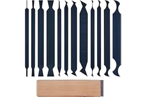 HERMIT TOOLS Lot de 12 grattoirs d'armoire avec 12 grattoirs multi-formes adaptés à divers petits espaces et tâches de petite taille (12 cartes différentes + 1 brunissoir)