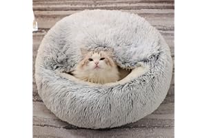 BORUISX Saco de Dormir para Gatos, Manta de Lana, Almohadilla para Mascotas Independiente, Cortinas Suaves y Antideslizantes, Lavables (Terciopelo Corto Gris)