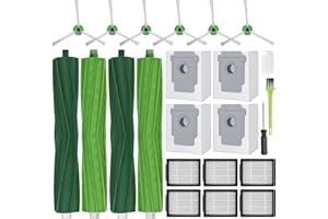 RUKHOOL Accessoires pour iRobot Roomba i1+ i3+ i4+ i5+ i6+ i7+ i8+ j5+ j6+ j7 j8+ j9+ E5 E6 E7 Pièces Rechange 4 Sacs à Poussière 6 Filtres 6 Brosse Latérale 4 Brosse Principale