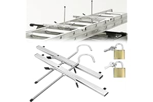 SUQ 2PCS Ladder Clamps, Heavy Duty Ladder Roof Rack Clamps, with 2 Free Padlocks, Universal Roof Rack Clamp Locks for Car or Van, Ladder Accessory Easy to Increasing Safety, 45×41×23cm