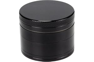 Evergreen Labs Grinder Metall Crusher Kräutermühle Crinder aus 100% Aluminium, Durchmesser Größe 50mm 4 Teilig, Farbe Schwarz mit Scraper für getrocknete Kräuter, Spice, Gewürze