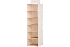 Honey-Can-Do SFT-01003 Hanging Closet Organizer, Bamboo/Canvas, 6-Shelf, 1.5 x 13 x 14.5 inches