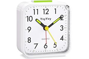 YsyYey Silent Analog Alarm Clock, Vintage Clock with Ascending Beep, Snooze & Night Light, Battery Powered Compact for Bedside, Desk, No Ticking for Light Sleeper