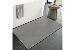 KAZOLEN rutschfeste Badematte Super Absorbierende Badezimmerteppich: dünn 40 x 60 cm Waschbar schnelltrocknende Badvorleger Duschvorleger für Dusche, Badewannen und Badezimmer, Toilette, grau