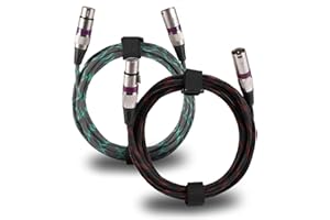 AKSIE XLR Cable,2 Pack Microphone Cable 10 Ft XLR Male to XLR Female Balanced 3 PIN Compatible with Shure SM Microphone, Behringer, Speaker Systems, Radio Station and More(Black and Green)