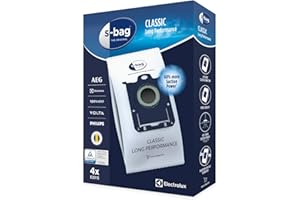 ‎ELECTROLUX Electrolux E201S, Oryginalny syntetyczny worek S-Bag Classic Long Performance, 4 Worki, 3,5 litra, Powerflow, Higieniczny System Automatycznego Zamykania, Pasujące do wielu typów Odkurzaczy
