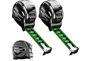 DEFRESIT 2 Pack 10M/32.8ft Tape Measure, Width 25mm Fluorescent Transparent Steel Precision Measuring Tape, Stainless Steel Retractable Single Sided Graduated, Easy To Read Self-Lock Measuring (Type B)