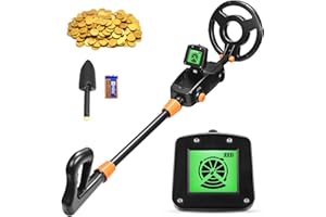 COULEEUR Detector de Metales Niños, Detector de Metales Ligero y Impermeable IP68 con Pantalla LCD e Indicación de Sonido, Alta Precisión para Niños con Pala para Investigación de Metales