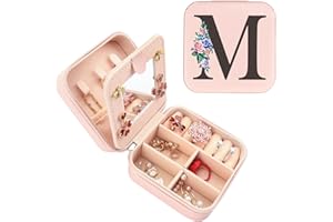 ELEKTHEIM Kleines Schmuckkästchen Reise Samt mit Spiegel, Schmuckaufbewahrung Organizer für Mädchen Frauen, Reißverschluss PU-Leder Schmuck Reiseetui Aufbewahrung für Ringe Ohrringe Halskette Armbänder M