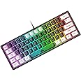 ZIYOU LANG K61 60% Percent Gaming Keyboard Compact RGB Chroma Backlit STK61-Wired Mechanical Feel Membrane Keyboard, UK Layout Pro Mini 62 Keys, Waterproof, for PS4 XBOX PC Laptop Mac/Black+White