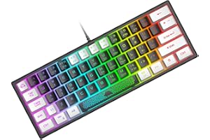 ZIYOU LANG Przenośna Klawiatura do Gier 60% RGB Chroma Podświetlany USB Przewodowy Membranowa Klawiatura Gamingowa Mechaniczne Uczucie Mini Compact 62 Klawisze UK Layout for PC Laptop Mac-Czarna & Białą