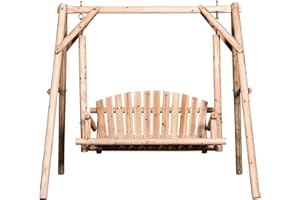 Outsunny Hollywoodschaukel Schaukelbank Outdoor-Schaukel Hängebank 2-Sitzer Holz-Gartenschaukel Massivholz Natur 187 x 137 x 167 cm