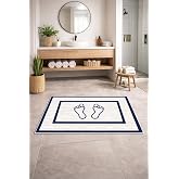 Pelangi Kaymaz Banyo Halısı, Ayak Desenli, Su Emici S&uuml;ngerli Y&uuml;zey, Makinede Yıkanabilir, Modern Stil, Sarı, 40x60 cm