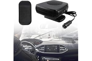 Gobesty 12V Car Heater Fan, 2 in 1 Portable Car Windscreen Demister 150W Plug in Cigarette Lighter Auto Heater Car Defogger with Heating & Cooling Function, Non-slip Mat (Black)