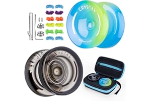 INOVASHON Packung mit 2 Yoyos, Responsive Yoyo K2 Crystal Black + SkyBlue Yellow, Mehrzweck-Yoyo für Kinderanfänger, Extra reaktionsloses Yo-Yo-Lager + Entfernungswerkzeug + Yoyo-Koffer + 12 Yoyo-Saiten