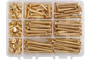 INCREWAY Lot de 100 tiges de vis Chicago, écrous à manchons, rivets couleur laiton - 5 mm x 25/30/35/40/30 mm