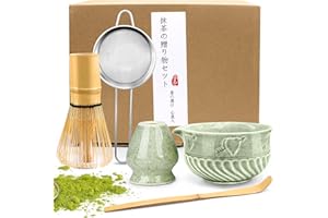EOPUOZS 5 piezas Matcha set, Juego de té Japonés Premium, Matcha Kit con Batidor Te Matcha Cuchara Te Matcha Soporte de Batidor de Cerámica, para Amantes del té(Color matcha)