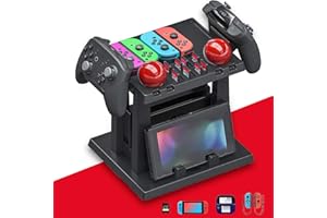 INFURIDER Support de Rangement Nintendo Switch, Multifonction Support Organisé pour Support Jeu Rangement Montures, Joy&Con, Manettes Pro, Console, Disc, Casques et Cartes Jeu