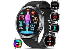 YYKY 2025 Reloj Inteligente con ECG/HRV/Ácido Úrico/Lípidos/𝐆𝐥𝐮𝐜𝐞𝐦𝐢𝐚, 1.43" AMOLED Smartwatch con Detección de BMI/Fatiga/Emociones, Presión Arterial, Temperatura Corporal, Sueño Pulsera Actividad