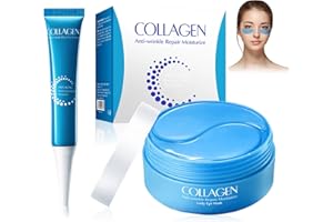 BYHSOEP 60 Piezas Parches Ojos Colageno + Crema Ojos Colageno 20g, Parches OJos Bolsas y Ojeras, Crema OjosAnti Ojeras, con COlageno Acido Hialuronico, para los Contra las Arrugas y la Hinchazón