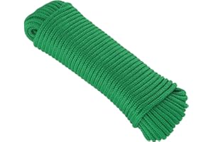 KuTi Kai 20M(64FT) Nylon Rope,Powerful Rope,Solid Nylon Line,Thick Multipurpose Durable Long Rope for Wedding,Fishing and DIY etc (8mm, Green)