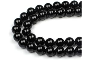 ‎MJDCB MJDCB Perlen zum Auffädeln 8mm 45 stück Schwarze Onyx Halbedelsteine Perlen mit Loch Natürliche Lose Runde Steinperlen für Herstellung Schmuck Armbänder Halsketten