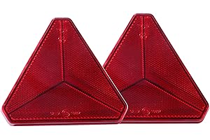 Woola Red Triangle Reflectors,2 Pack Self Adhesive Triangle Reflector Reflective Warning Triangle Length 135 mm for RV Trailer Truck Tractor Caravan