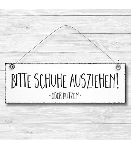 Metallschild 'Schuhe Ausziehen Oder Flur Schrubben' – XXL (28,5x38 Cm), Aluminium, Witziger Hinweis Für Den Eingang