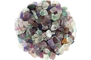 ORIENTREA Chips de Cristal de Fluorita Piedra triturada Natural de 500g, Cristales curativos a Granel, Piedras Preciosas de Cristal triturado para Manualidades, Hermoso Paquete para Regalo