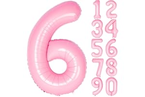 JARTTY Palloncino Numero 6 Rosa (102cm), Palloncini Compleanno 6 Anni, Numeri Gonfiabili Compleanno Grandi, Palloncino Numero Foil Gigante