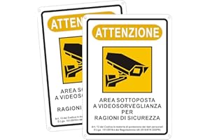 AYIFAN Cartello area videosorvegliata Alluminio |Cartelli videosorveglianza per locali e proprietà privata (2 Metallo Cartelli Area Videosorvegliata) piccolo (18x25 cm)