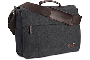 Ruschen 15,6 tums bärbar dator axelväska, premium vintage canvasväska för män, axelväska, messengerväska