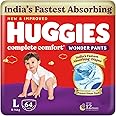 Huggies Complete Comfort Wonder Pants | Pant Style Baby Diapers Large Size (L), 64 Count | India's Fastest Absorbing Diaper, 