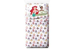 JAY FRANCO Set di lenzuola per letto singolo in 100% cotone, 3 pezzi, motivo Principesse Disney Heart of Gold, include lenzuolo con angoli, lenzuolo di sopra e federa