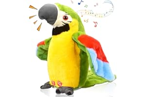 TLYYUKP Talking Parrot Toy, Baby Toys 0-6 Months, Dancing Cactus With Recordable Voice, Plush Bird With Waving Wings, Sensory Toys for Autism, Interactive Learning Gift (Green)