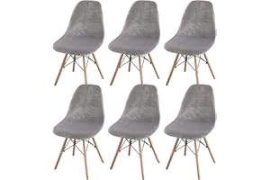 Jianyana Lot de 6 Housses de Chaise de Salle à Manger, Extensibles, Amovibles et lavables - Protection pour chaises de Salle à Manger, hôtel, Cuisine, Banquet, Maison (Gris argenté)