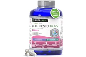 NUTRICEL Citrato de magnesio 1577mg + bisglicinato de magnesio 600mg - Reduce Cansancio y Fatiga, Alivia Dolor Articulaciones y Músculos, Alta Biodisponibilidad | 180 Cápsulas
