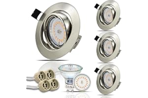 ‎HIBAY HiBay 4er Set LED Einbaustrahler 230V Spots 5W Warmweiß GU10 Einbauleuchten Rund Schwenkbar Deckenleuchte 68mm lochmaß für Küche Wohnzimmer