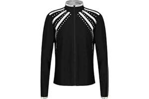 TiaoBug Kids Girls Athletic Track Jacket Striped Rhinestones Zipper Sweatshirts Dance Gym Yoga Running Workout Tops