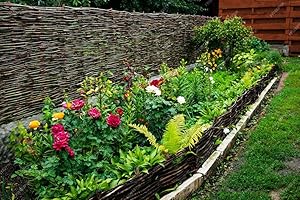 Nature LOUNGE Bordure en osier pour plate-bande Pour plate-bande ou délimitation de jardin Plusieurs tailles 20 x 100 cm 10er Set naturel