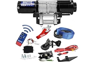 ‎HUSAR WINCH Husar Winch Elektrische Seilwinde 12V, 5500 lbs 2495 kg, Drahtseil 14,5 Meter lang, sehr stark, kabellose Steuerung, automatische Bremse, Planetengetriebe, Montagesatz - ideal für Quads und ATV/UTV