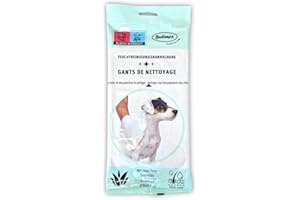Bubimex Gants Easy Clean - Gants Hygiéniques de Nettoyage pour Chiens et Chats - Nettoie et Désodorise - Aux Extraits d'Aloe Vera - Pour l'hygiène de vos animaux de compagnie