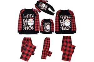Sunnyuk Weihnachten Schlafanzüge für Familie, Matching Weihnachts Pyjamas Set für Family, Weihnachten Pjs Set für Erwachsene Kinder, Schlafshirt Oberteil mit Hirsch Aufdurck Hose Hausanzug Sleepwear