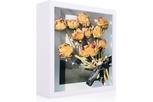ASelected 3D Shadow Box Frame 8X8 Inch,White Deep Picture Frame,Deep Frame Display Box With Glass For Objects Photos, Crafts, Souvenir, Baby Items,Flowers,Medals,Tickets,For Wall Hanging Or Desktop